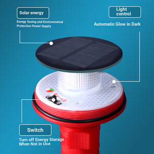 Balise de navigation marine à LED solaire : bouée lumineuse multicolore clignotante et signal d'avertissement - Product Image 1