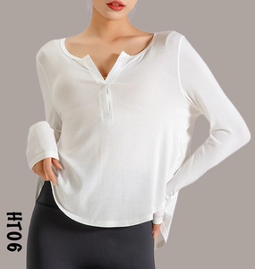 Gym Sport Femmes Active Wear Tshirt Manches Longues Bouton Côtelé Crop Top Formation Fitness Running Deportes De <span class=keywords><strong>Manga</strong></span> Corta - Product Image 1