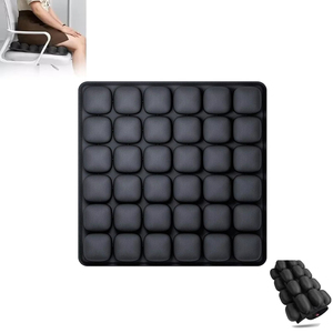 Coussin de siège carré en mousse à mémoire de forme avec design matelassé pour soulager la pression, utilisation sur chaise, couleur unie noire - Product Image 4
