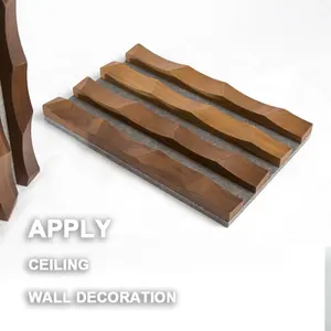 Wood Interior Decorative Wall Panels Interior Sequin Solid Wood Decorative Fluted Wall Cladding Indoor Modern Art Decorative Fluted 3D Slat Wall Panel