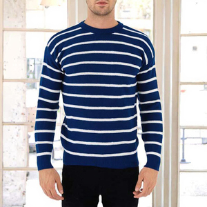Pull en tricot vintage 100% coton personnalisé pour homme |   Pull d'hiver pour motard à col rabattu et manches rayées - Product Image 3
