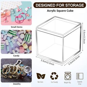 Factory Rose Square for <b>Acrylic</b> Candy Box Custom Clear Plexiglass 65mm 2.55 Inches Plastic Candy Box - Product Image 2