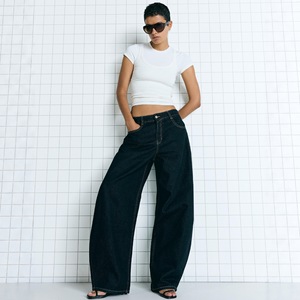 Vaqueros de mezclilla de cintura alta y pierna ancha para mujer, estilo retro lavado, corte bootcut, transfronterizos europeos y americanos - Product Image 4