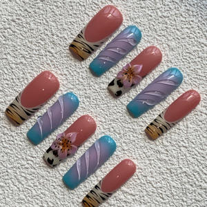 Superventas, 10 Uds., Gel de prensa hecho a mano, arte de uñas, cubierta completa de lujo, diseño personalizado, uñas artificiales bellamente - Product Image 6