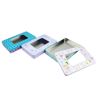 Boîte en fer blanc rectangulaire personnalisée avec fenêtre pour chocolats, emballage alimentaire en fer blanc de qualité alimentaire pour bonbons, conteneur cadeau, vente en gros, usine OEM