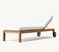 AEGEAN Nouvelle Arrivée Ensemble de Meubles de Jardin avec Chaise Longue en Bois de Teck Massif Naturel avec Roues