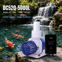 Pompe à eau submersible sans balais DC24V 5000L/H 5M 70W 170mm en ABS ultra silencieuse à économie d'énergie avec contrôleur intelligent pour déjections de poissons