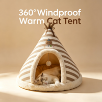 Lit pour animaux de compagnie en forme de tente tricotée, style yourte mongole, épaissi et chaud, pour chats, maison pour chat, lit pour chat d'automne, d'hiver et de Noël, nid pour animaux de compagnie