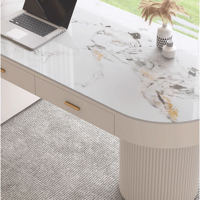 Bureau d'ordinateur moderne italien de luxe pour la maison Bureau du patron exécutif Bureau blanc Petit appartement Gestionnaire en marbre Mobilier de bureau