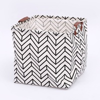 Panier de rangement pliable carré avec poignées en cuir, bac de rangement pour placard, panier de rangement pour chambre d'enfant, organisateur de jouets pour enfants, panier pour la maison et la garde-robe