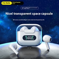 Casque sans fil D2 sur oreille TWS V5.2 avec faible latence de 30 ms, longue durée de vie, design capsule spatiale translucide et indicateur de batterie LED