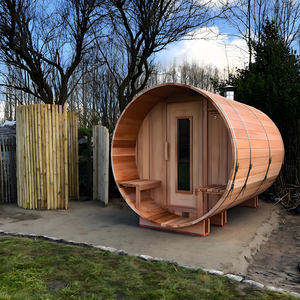 新しい4-6人カナダレッドシダー屋外蒸気バレルサウナルームファミリーガーデンウェルネス - Product Image 4