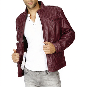 KLJM3 Men's Fashion Indigo Sheep Skin <b>Leather</b> Canvas Tanned Windproof Breathable <b>Jacket</b> High Quality Washed Finish Blouson - Product Image 5