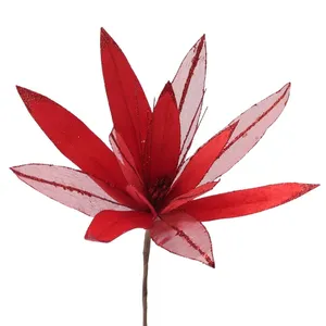 ดอกไม้ประดิษฐ์ Poinsettia ตกแต่งต้นคริสต์มาสสําหรับคริสต์มาส