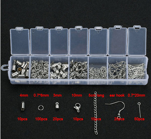 Ensemble d'accessoires de bijoux à bricoler soi-même fermoir mousqueton en acier inoxydable boucle unique crochet d'<span class=keywords><strong>oreille</strong></span> queue chaîne <span class=keywords><strong>pince</strong></span> une boîte faire ensemble de bijoux - Product Image 2