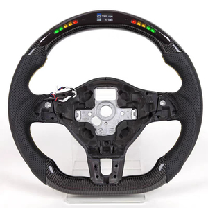 Volant <span class=keywords><strong>sport</strong></span> en cuir PU perforé, fibre de carbone, LED, 3 branches, haute qualité, taille de poignée 40 mm, couleur personnalisée, Volkswagen - Product Image 1