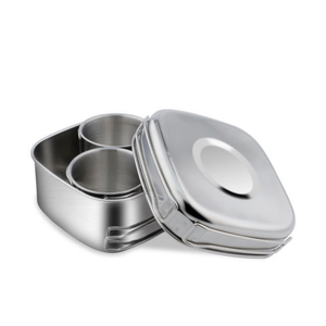 DFQD4 Boîte à lunch bento double couche en acier inoxydable 304 avec poignée pliable pour pique-nique et camping en extérieur - Product Image 3