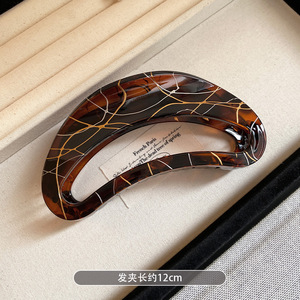 Pince à cheveux grande taille unie simple, forme arche évidée, pince requin de luxe pour queue de cheval, accessoires capillaires quotidiens pour femmes et jeunes filles - Product Image 6