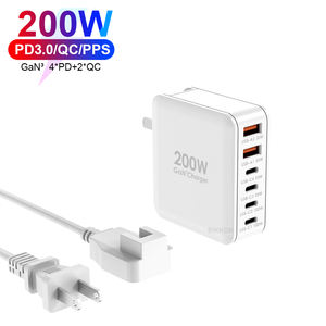 Adaptateur secteur USB-C GaN 200W 6 Ports PD 3.0 Type C Chargeur 100W Adaptateur de voyage à charge rapide pour ordinateurs portables MacBook <span class=keywords><strong>Xiaomi</strong></span> Tablette - Product Image 2