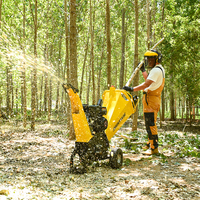 AUSTTER Mini déchiqueteuse de bois à essence 7HP, remorquable et homologuée CE, pour broyer les branches