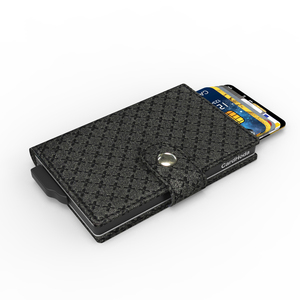CardHoda Aluminum <b>RFID</b> Blocking Card Holder <b>Wallet</b> with PU Lining and Geometric Pattern Unisex Minimalist Design - Product Image 6