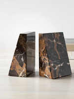 Stonekocc piedra de mármol Natural verde blanco ónix Jade sujetalibros libro confianza para la decoración del hogar del Hotel