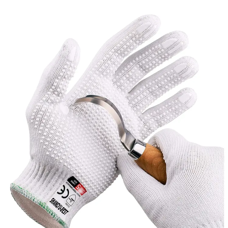 耐久性のあるステンレス鋼素材ラバーグリップドットカット耐性保護作業用手袋