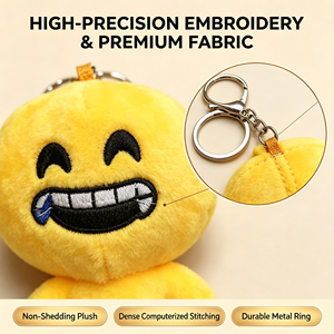 Llavero de peluche Eeme Pack de 4 pulgadas, muñeco de peluche con cara divertida amarilla, stock de fábrica Global Source, proveedor directo, precio económico, venta al por mayor - Product Image 2
