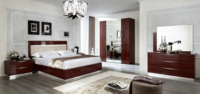 Ensemble de meubles de chambre à coucher modernes : Lit king-size avec tables de chevet, armoire combinée, coiffeuse – Suite de chambre complète pour maison et hôtel