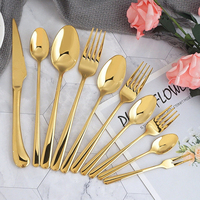 प्रीमियम गोल्ड काले रंग सुरुचिपूर्ण कटलरी लक्जरी स्टेनलेस स्टील flatware सेट