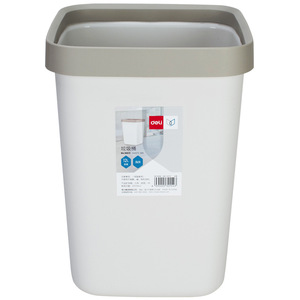 Deli Trash Can 10L Light Gray Rectangular Plastic Indoor Household Waste Bin - Product Image 5