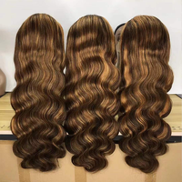 Perruque Lace Frontal Wig 4/27 naturelle brésilienne, cheveux vierges, balayage, 13x4, ombré, bon marché, 12a, pour femmes africaines