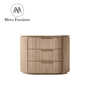 Home Modern Vintage 3 Chest <strong>of</strong> Drawers <strong>Bedside</strong> <strong>Table</strong> Natural Oak Wooden Marble Top Nightstand <strong>Set</strong> <strong>2</strong> Hotel Living Room Side <strong>Table</strong> - Product Image 5