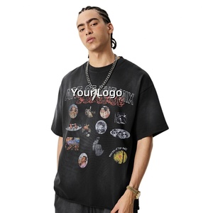 Camiseta de hombre con hombros caídos, estampado DTG, collage gráfico, efecto desgastado vintage, 300 g/m², venta al por mayor, ropa streetwear - Product Image 2