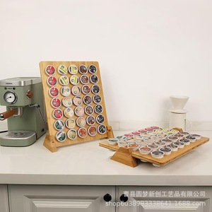 Estante vertical de madera para especias, organizador de almacenamiento, expositor de cápsulas de café de madera maciza con múltiples compartimentos, organizador de bolsitas de té para oficina - Product Image 2