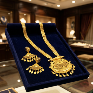 Wholesale Brass 14K18K24K Micron Gold Forming Long Necklaces Set Traditional <b>Wedding</b> Floral Design Jewelry Set Fashion Necklaces - Product Image 5