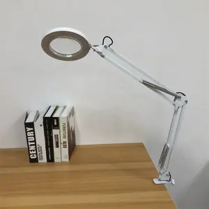 Modern Creative Clip-on 5X Lens Working Writing Desk Lamp Metal Folding Arm Magnifying Desk Lamp Set