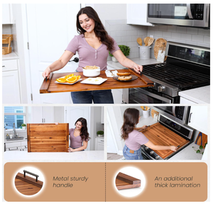 아카시아 나무 전기 스토브 커버, 가스 버너용 나무 스토브 커버 (주방용) - Product Image 4