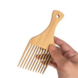 Peigne <span class=keywords><strong>Afro</strong></span> en Bambou Naturel en Gros pour Cheveux Épais et Bouclés, Non Statique, pour <span class=keywords><strong>Barbe</strong></span> et Massage à Domicile - Product Image 3