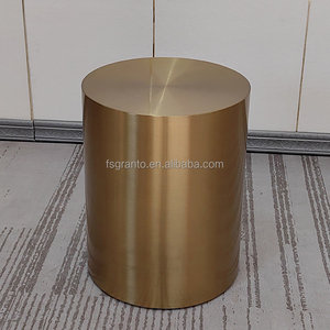 Đồ Nội Thất Phòng Khách Nhỏ Vòng Bàn Cà Phê Vàng Thép Không Gỉ Bên Bảng Kim Loại Phân - Product Image 4