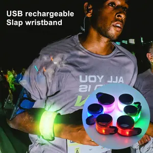 USB Rechargeable LED Armband LED Slap Band Light For Running Sports Glow Bracelet