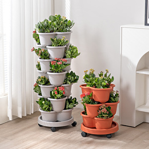 Jardinière verticale A31 <span class=keywords><strong>pour</strong></span> fraises, design carré, utilisation au sol, ensemble de jardinage suspendu en plastique <span class=keywords><strong>pour</strong></span> pépinière, fraises empilables - Product Image 2