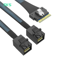 Câble de transfert de données interne SKS 12 Gbit/s Slim SAS SFF-8654 8i 2x SFF-8643 Mini SAS HD 1m compatible Broadcom pour ordinateur