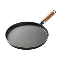 Poêle à frire en fonte non revêtue pour steaks, crêpes et galettes, design moderne et minimaliste, avec couvercle, compatible gaz, vente en gros