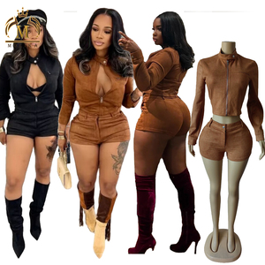 Nuovo Completo <span class=keywords><strong>Donna</strong></span> Primavera Autunno Giacca Corta in Camoscio + Shorts Coordinati Set 2 Pezzi <span class=keywords><strong>Sexy</strong></span> Y2K <span class=keywords><strong>Abbigliamento</strong></span> <span class=keywords><strong>Donna</strong></span> 2026 - Product Image 1