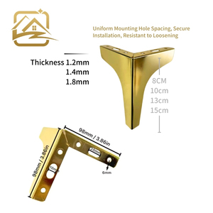Venta al por mayor de fábrica: Patas de sofá metálicas modernas de 8cm/10cm/13cm/15cm, patas cortas doradas en forma de T, patas de hierro para muebles, económicas para gabinetes. - Product Image 3