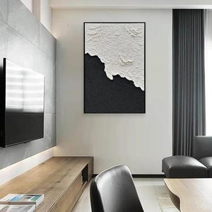 <span class=keywords><strong>Nankai</strong></span> ศิลปะภาพวาดด้วยมือเนื้อหนาสีดำสีขาวเรียบง่ายภาพวาดสีน้ำมันของตกแต่งผนังบ้านขนาด24.5x36.5นิ้ว - Product Image 1