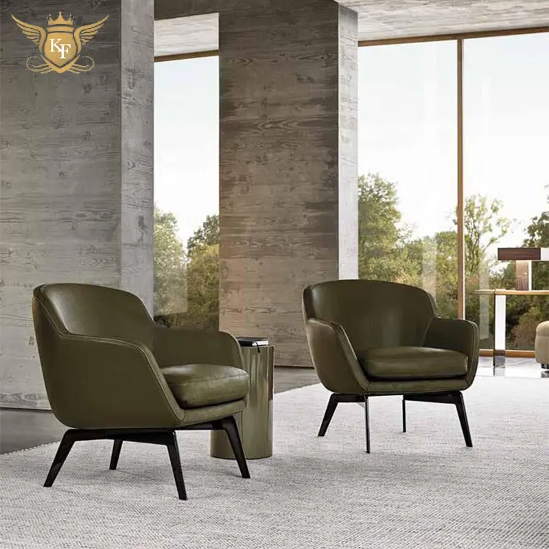 Muebles de diseño moderno para sala de estar, silla de cuero con estilo nórdico, sillón de salón, vestíbulo de Hotel, silla de ocio de cuero