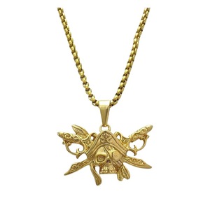 yunnique Skull <b>Titanium</b> Steel Necklace Gold Stainless Steel Pendant Minimalist Fashion Jewelry for Women and Men - Product Image 5