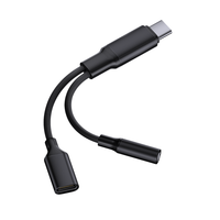 Câble adaptateur USB C à double port avec chargement rapide PD 2in1 Type-C Chiffrement audio pour écouteurs et chargeurs Sortie CC Type-c